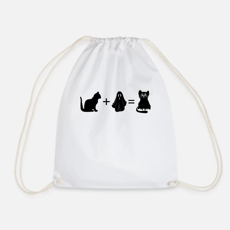 Funny Halloween Cat + Ghost = Cat Ghost - Turnbeutel - Weiß