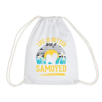 Life is better with a Samoyedne - Drawstring Bag - white - Front