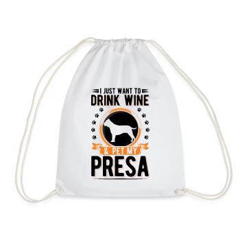 Presa Canario and Dogo Canario wine - Drawstring Bag - white - Front