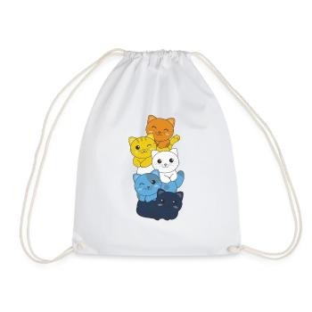 Aroace Flag Pride LGBTQ Cute Cats Bunch - Drawstring Bag - white - Front