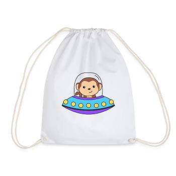 Monkey UFO Space Universe - Drawstring Bag - white - Front