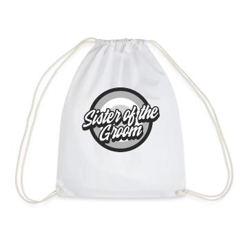 Wedding Shirt, Sister Of The Groom Rainbow Tee, - Drawstring Bag - white - Front