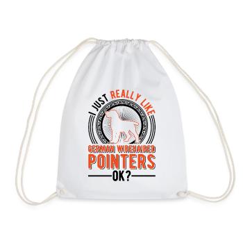 German Wirehaired Gift - Drawstring Bag - white - Front