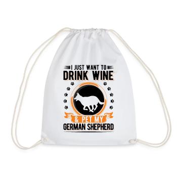 Berger allemand et vin - Sac de sport léger - blanc - Devant