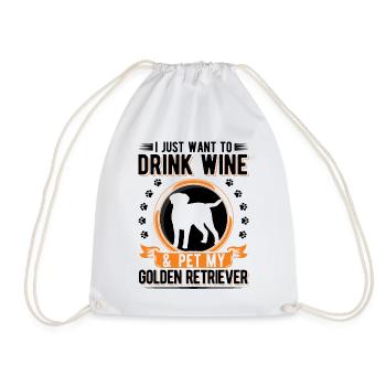 Golden Retriever und Wein - Turnbeutel - Weiß - Vorne