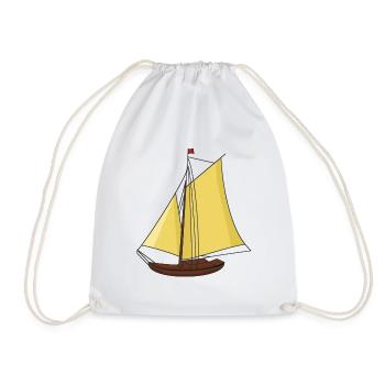 Sailboat, Boat, Ship, Seafaring, Sailing, Ahoy, - Drawstring Bag - white - Front