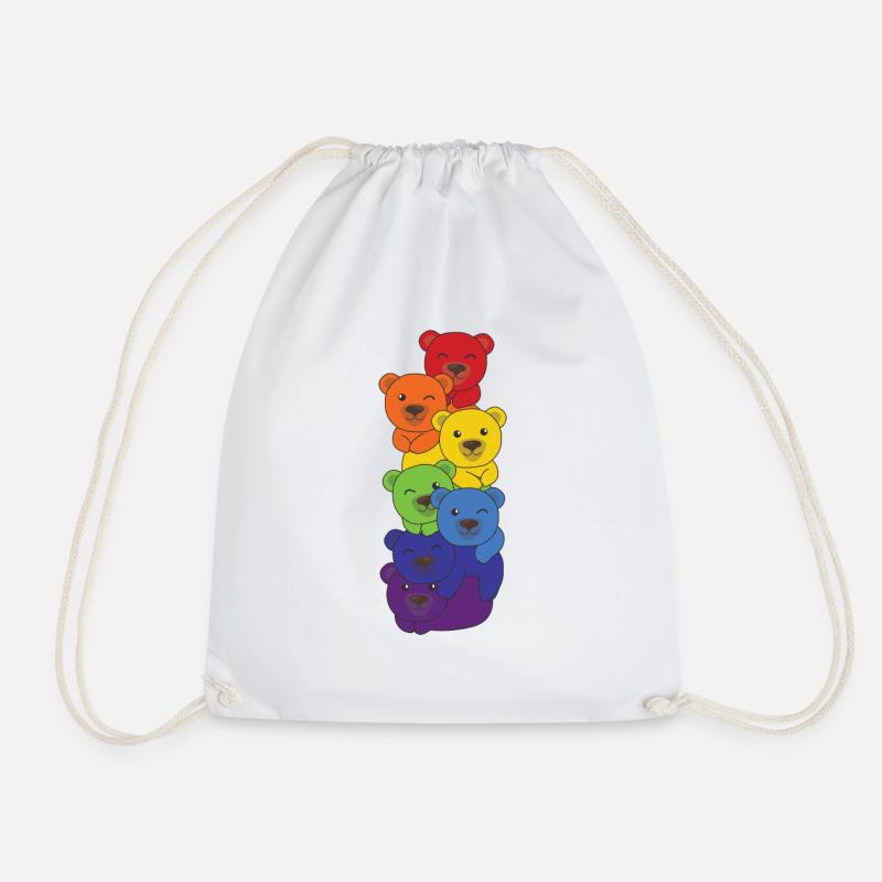 Regenbogen Flag Pride LGBTQ süßer Bär Stapel - Turnbeutel - Weiß