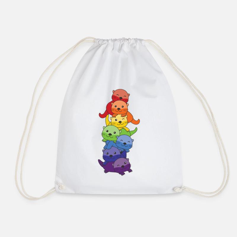 Regenbogen Flag Pride LGBTQ süßer Otter Stapel - Turnbeutel - Weiß