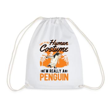 Pinguin Human Costume Penguin - Drawstring Bag - white - Front