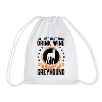 Windhund und Wein Greyhound Galgo - Turnbeutel - Weiß - Vorne