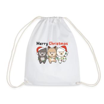 Alpaca Christmas Winter Animals Alpaca - Drawstring Bag - white - Front