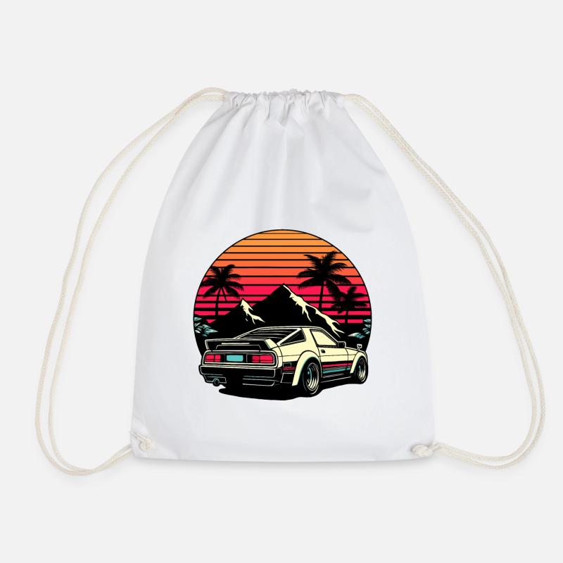 JDM-Auto Japanische Retro-Autorenn-Drift-Legende - Turnbeutel - Weiß
