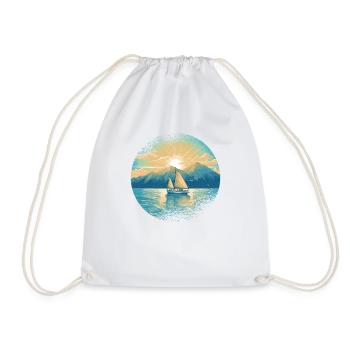 Sailboat, Sailing Ship, Sailing Yacht, Vintage Sailing - Drawstring Bag - white - Front