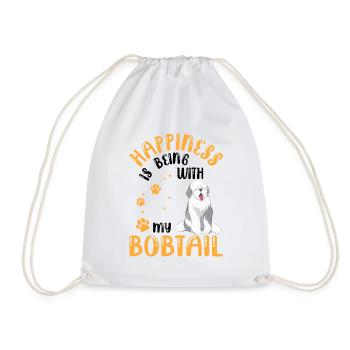 Bobtail Makes Happy Old English Sheepdog - Drawstring Bag - white - Front