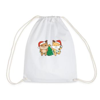 Hamster Christmas Winter Animals Hamster - Drawstring Bag - white - Front