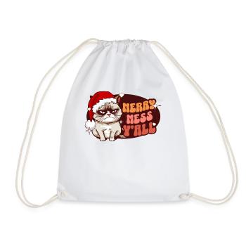 Merry Mess Y’all : Angry Cat Women Noël drôle - Sac de sport léger - blanc - Devant