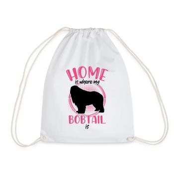Bobtail is home to Old English Shepherd - Drawstring Bag - white - Front