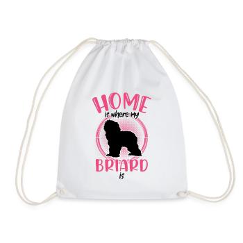 Home is where my Briard is Berger de Brie - Drawstring Bag - white - Front