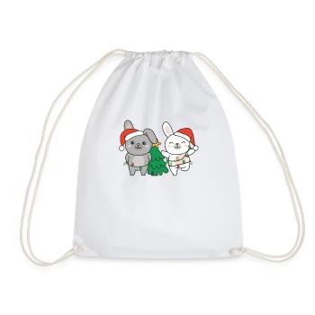 Lapin, Noël, Hiver, Animaux, Lapins - Sac de sport léger - blanc - Devant