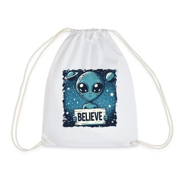Lustiges Außerirdischer Alien Believe - Turnbeutel - Weiß - Vorne