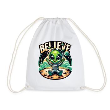 Lustiges Außerirdischer Alien Believe - Turnbeutel - Weiß - Vorne