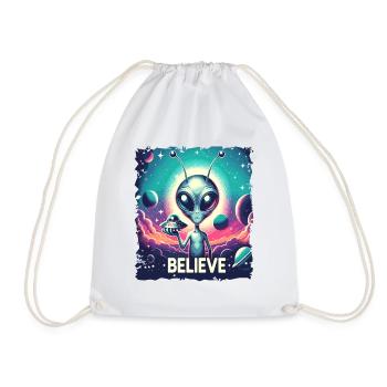 Lustiges Außerirdischer Alien Believe - Turnbeutel - Weiß - Vorne