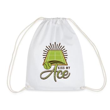 Tennis Lover, Kiss My Ass, Funny Tennis - Drawstring Bag - white - Front