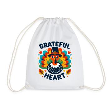 Grateful Heart - Thanksgiving Turkey Time Kids - Drawstring Bag - white - Front