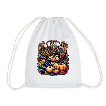 Blessings Fall - Thanksgiving Turkey Time for Boys - Drawstring Bag - white - Front