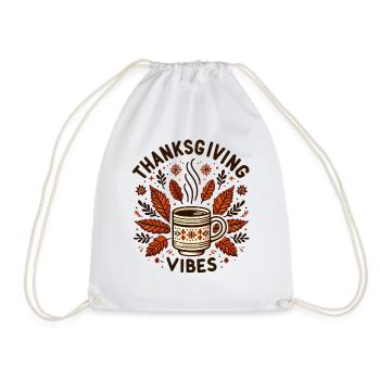 Gobble Thanksgiving Vibes Turkey Time for Kids - Drawstring Bag - white - Front