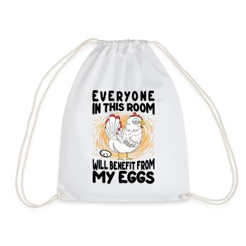 Take Advantage of My Eggs - Breakfast Egg - Drawstring Bag - white - Front