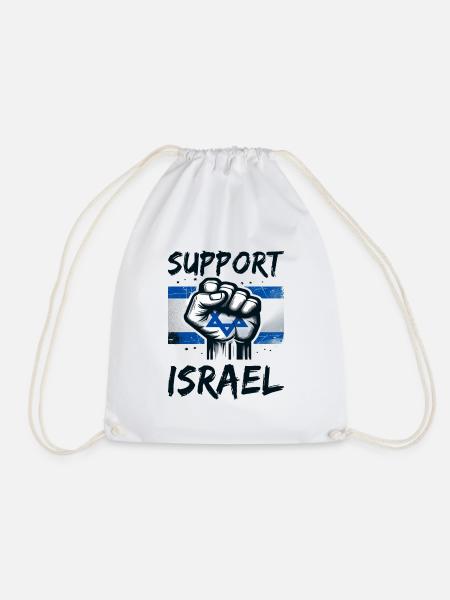 Support Israel - israelische Flagge - Turnbeutel - Weiß