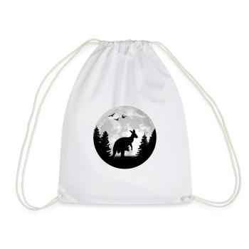 Kangaroo, Moon, Australia, Kangaroo - Drawstring Bag - white - Front