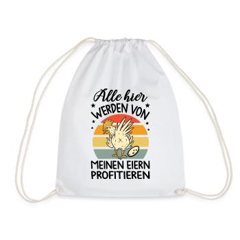 Profitiere Von Meinen Eiern - Lustiger Huhn Spruch - Turnbeutel - Weiß - Vorne