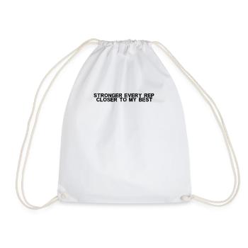 Fitness - Stronger every rep, closer to my best - Drawstring Bag - white - Front