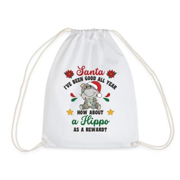 I Want A Hippo For Christmas Cute Hippos - Drawstring Bag - white - Front