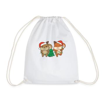 Squirrel, Christmas, Winter, Animals, Squirrel - Drawstring Bag - white - Front