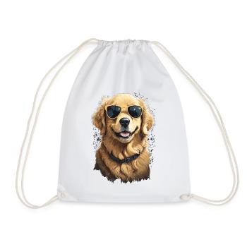 Cool Golden Retriever Dog Mom Style - Drawstring Bag - white - Front