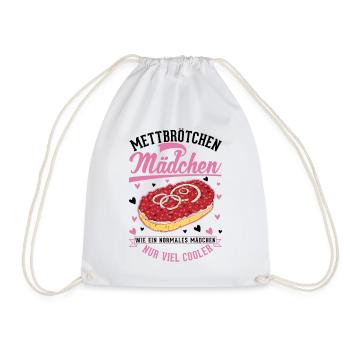 Mettbrötchen Mädchen Mett Hackepeter - Turnbeutel - Weiß - Vorne