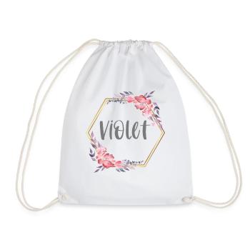 Violet Mädchen Name Baby Geschenk - Turnbeutel - Weiß - Vorne