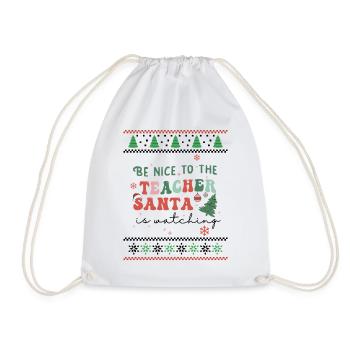 Be nice to the Teacher Retro Groovy Christmas Xmas - Turnbeutel - Weiß - Vorne