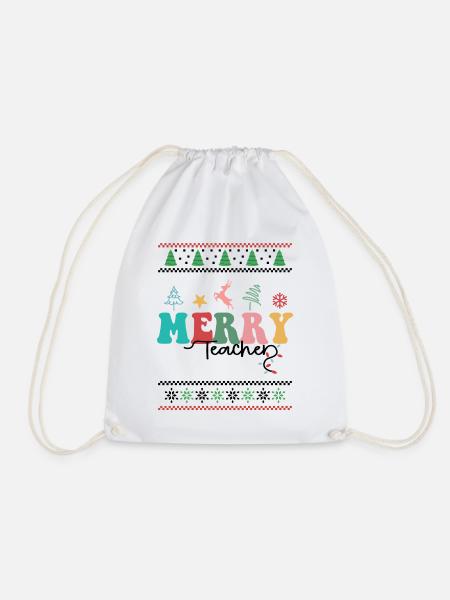 Merry Teacher Retro Groovy Christmas Xmas Women - Turnbeutel - Weiß