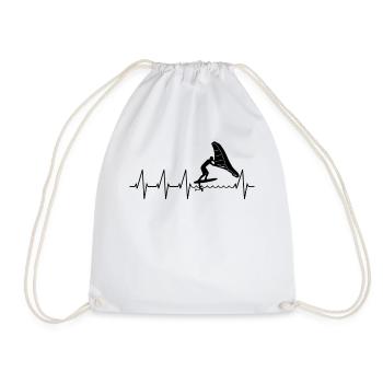 Wingfoil Surfer Wingfoiling Boards Heartbeat - Drawstring Bag - white - Front