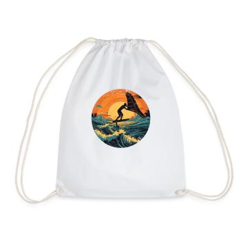 Wingfoil Surfer Wingfoiling Board Hydrofoiling - Drawstring Bag - white - Front