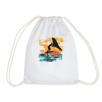 Wingfoil Surfer Wingfoiling Hydrofoil Kitefoil - Drawstring Bag - white - Front