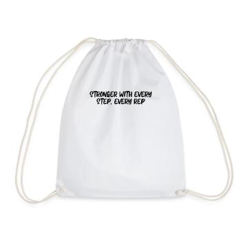Fitness - Stronger with every step, every rep - Drawstring Bag - white - Front