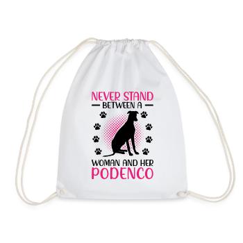 Woman with Podenco Spanish Hunting Dog - Drawstring Bag - white - Front