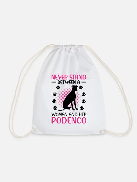 Frau mit Podenco spanischer Jagdhund - Turnbeutel - Weiß