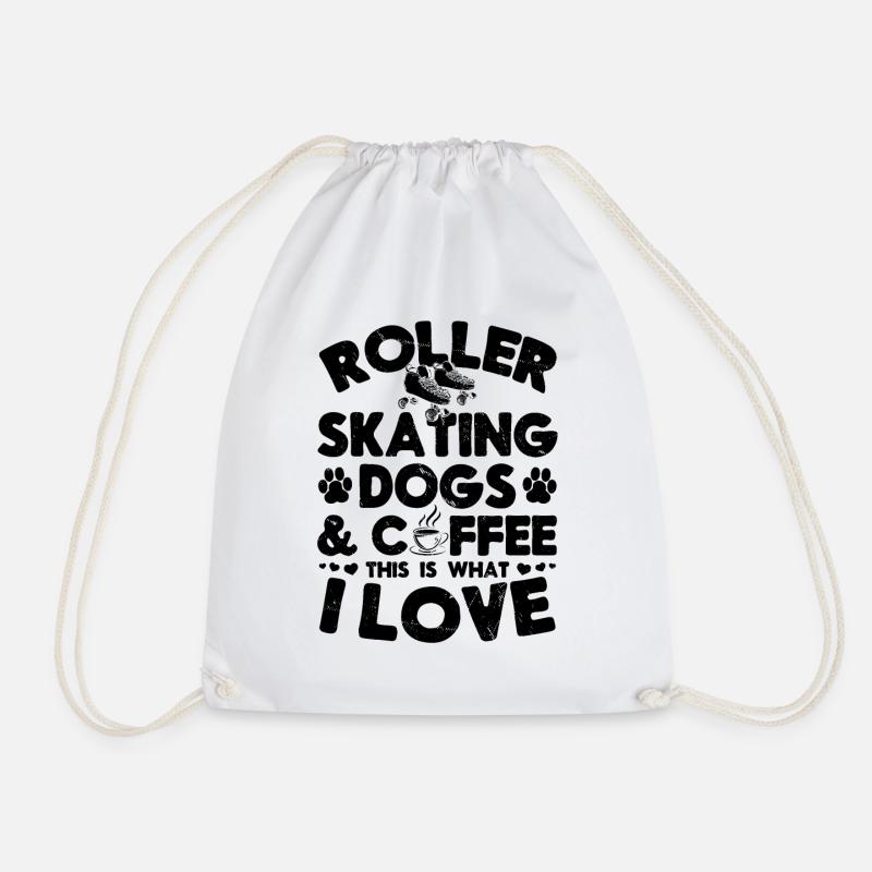 Patins à roulettes Chiens Café C’est ce que j’aime - Sac de sport léger - blanc