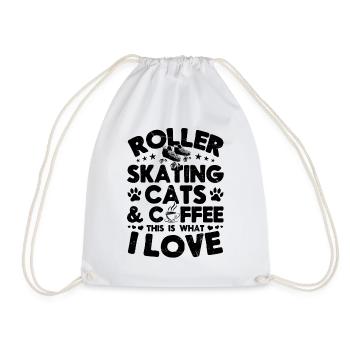 Roller Skating Cats Coffee This Is What I Love - Turnbeutel - Weiß - Vorne